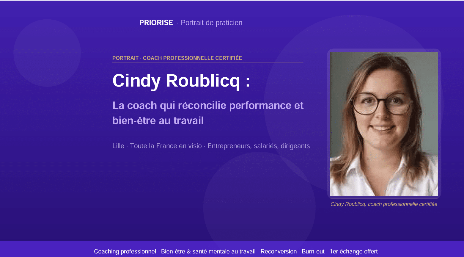 priorise  Cindy Roublicq : la coach qui réconcilie performance et bien-être au travail